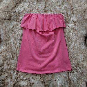 Lilly Pulitzer Wiley Ruffle Tube Top Hotty Pink